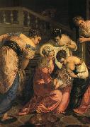 TINTORETTO, Jacopo The Birth of John the Baptist, detail ar oil painting picture wholesale